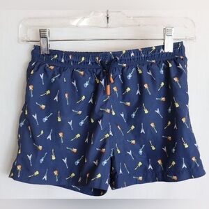 ZARA 9-10Y Guitar Print Swim Shorts